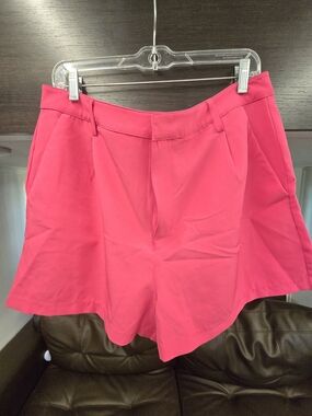 Women's High-Waist Pink Tailored Bermuda Shorts